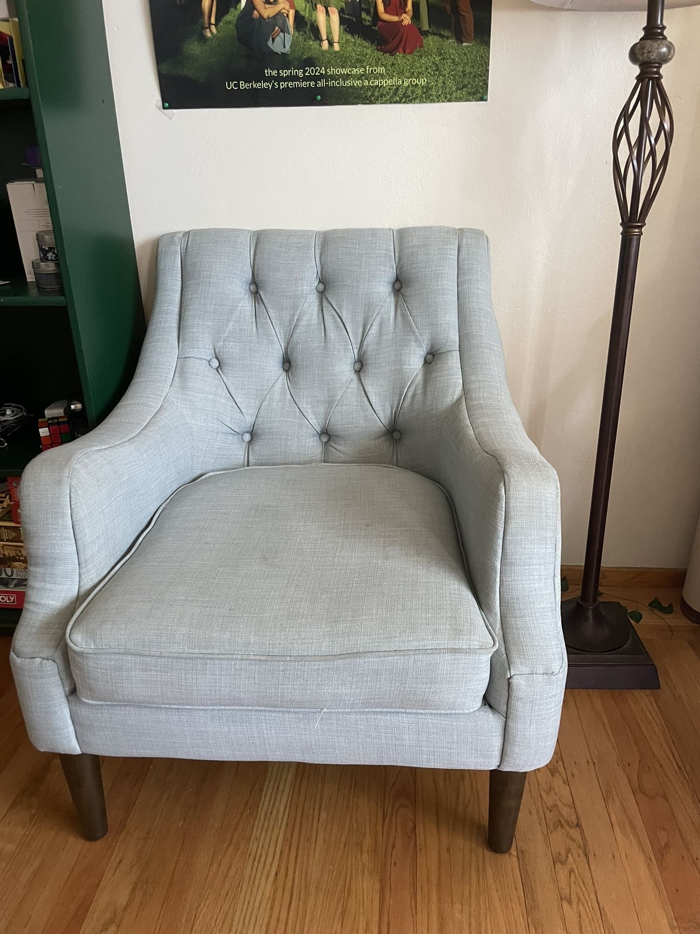 Light Blue Tufted Armchair