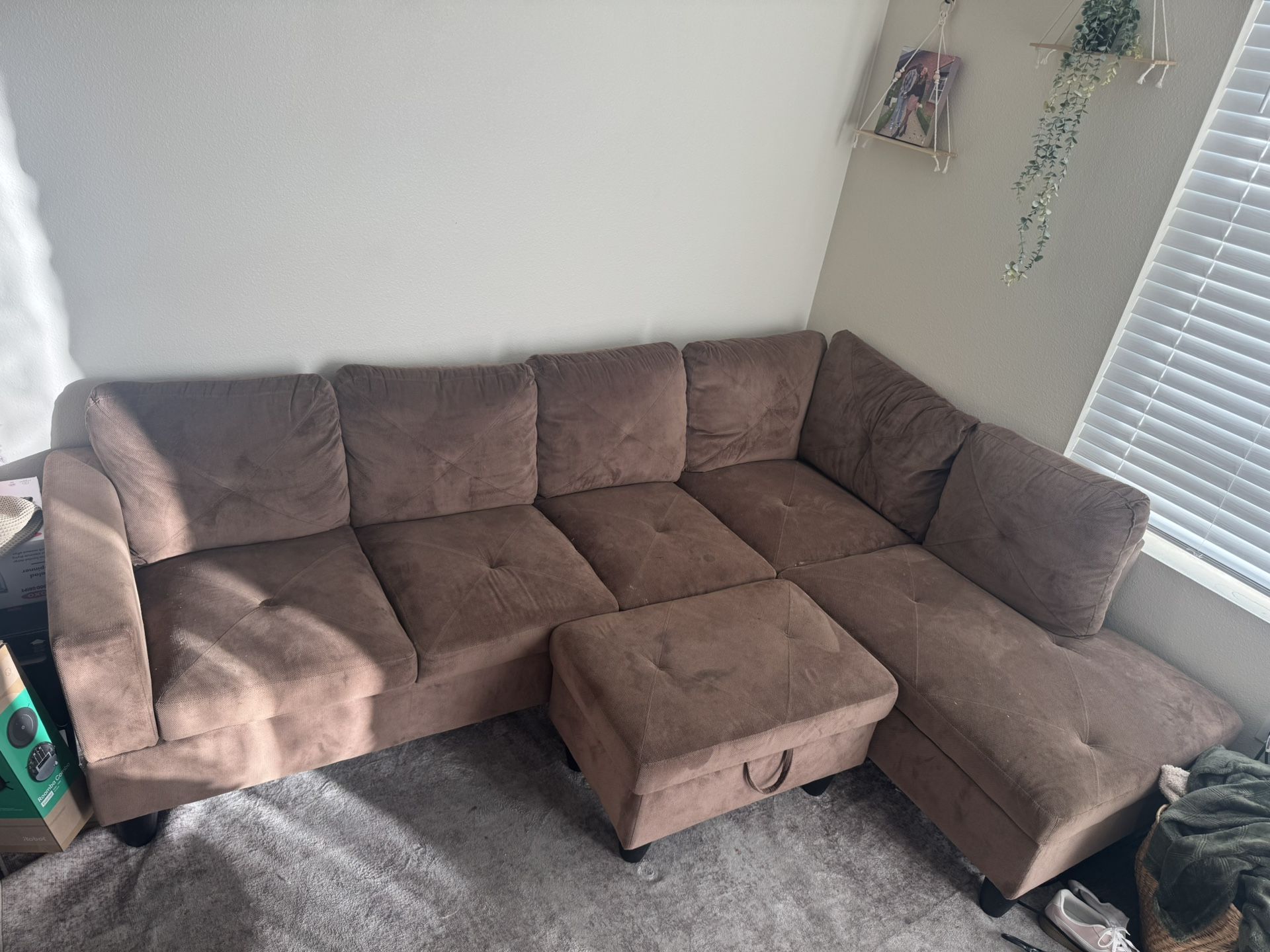 Brown Sectional Chaise Couch!