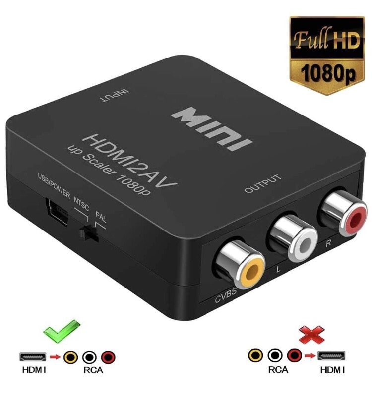 HDMI to RCA, 1080p HDMI to AV 3RCA CVBs Composite Video Audio Converter Adapter