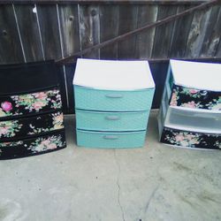 3 Storage Drawers Dressers Container Cabinets