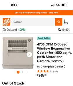 4700 cfm 2 speed window evaporative cooler
