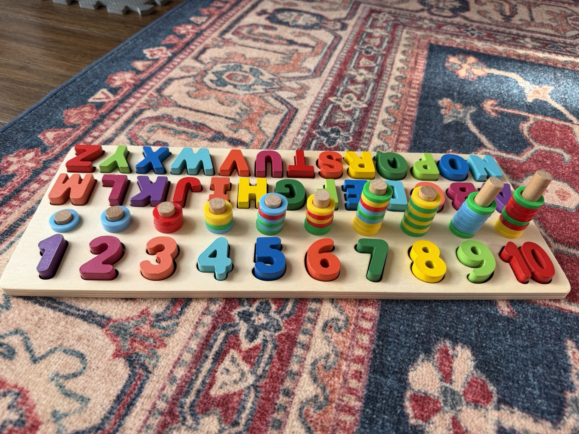 Wooden Alphabet And Numbers Board