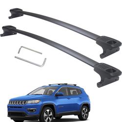 Heavy Duty 260lb Loading Weight Roof Rack Crossbars Compatible for Jeep Compass 2018-2024 Anti-Corrosion,Full Aluminum Black Matte Finishing