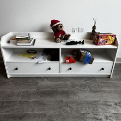 White Storage TV Stand / Bookshelf – 2 Drawers – Must Go Soon! 