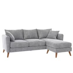Light Gray Velvet Sectional Sofa