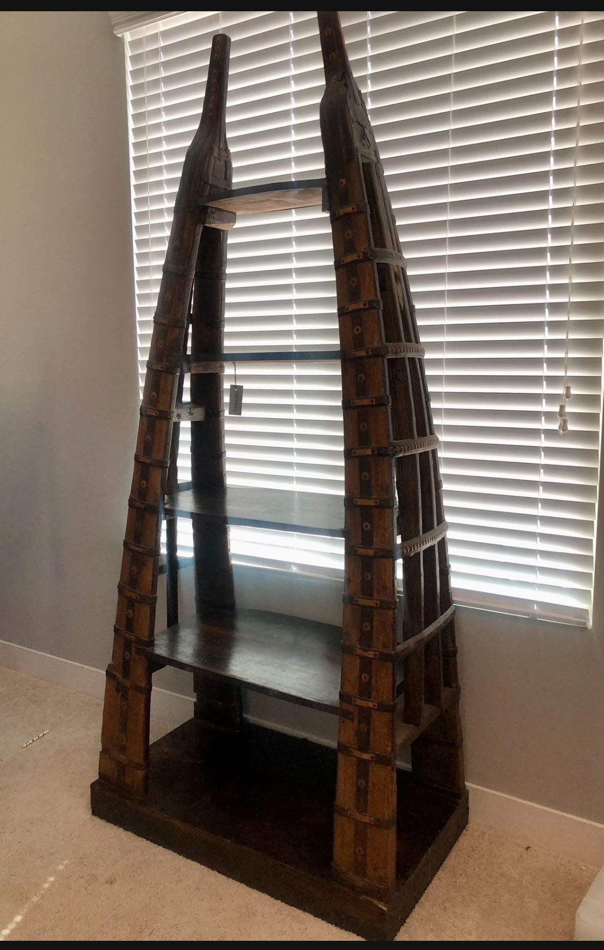 Custom Ox cart bookshelf