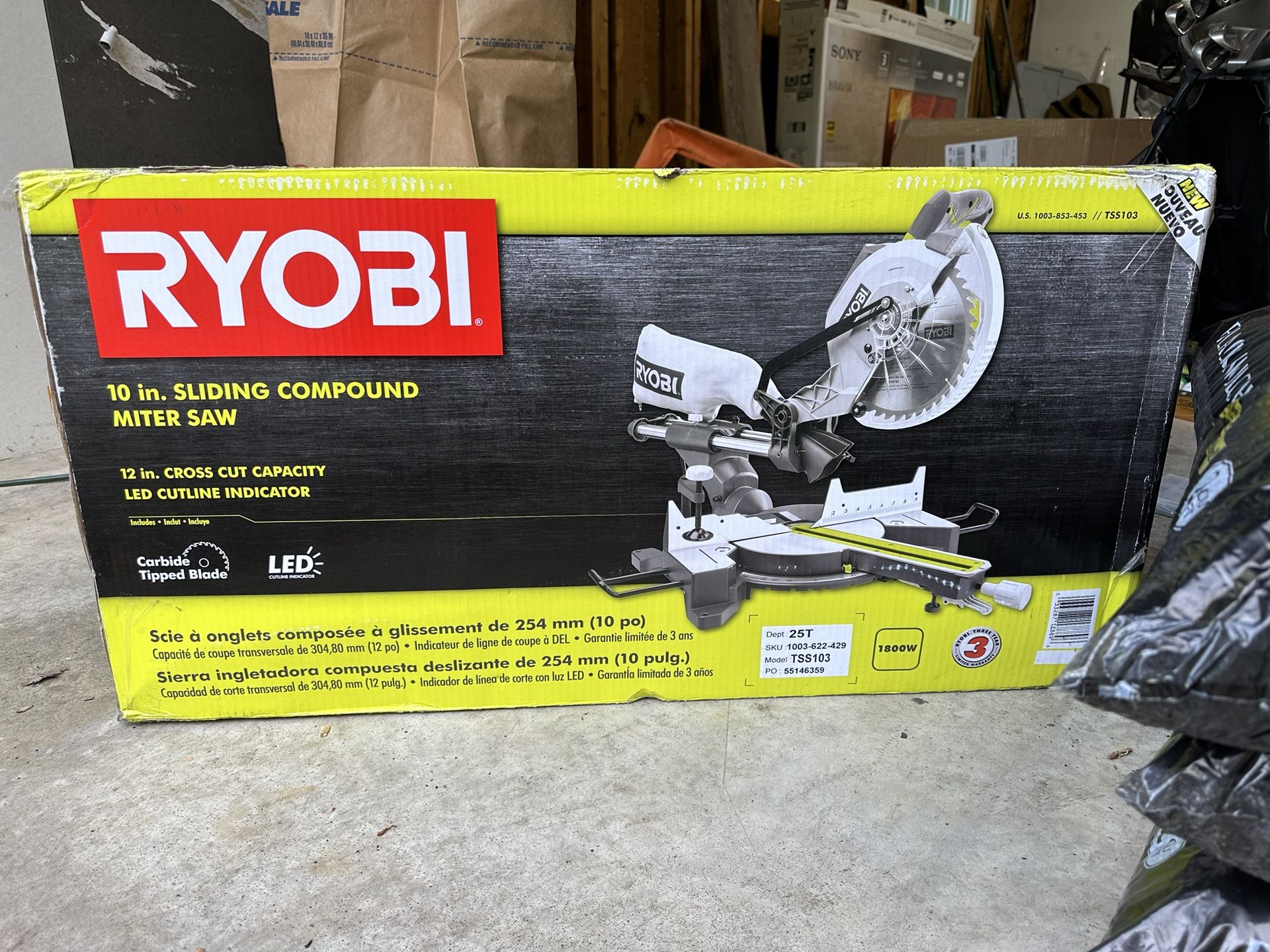 Ryobi 10” Sliding Compound Miter Saw With Laser