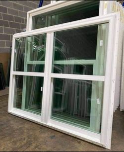 White Vinyl Double Hung Window Unit