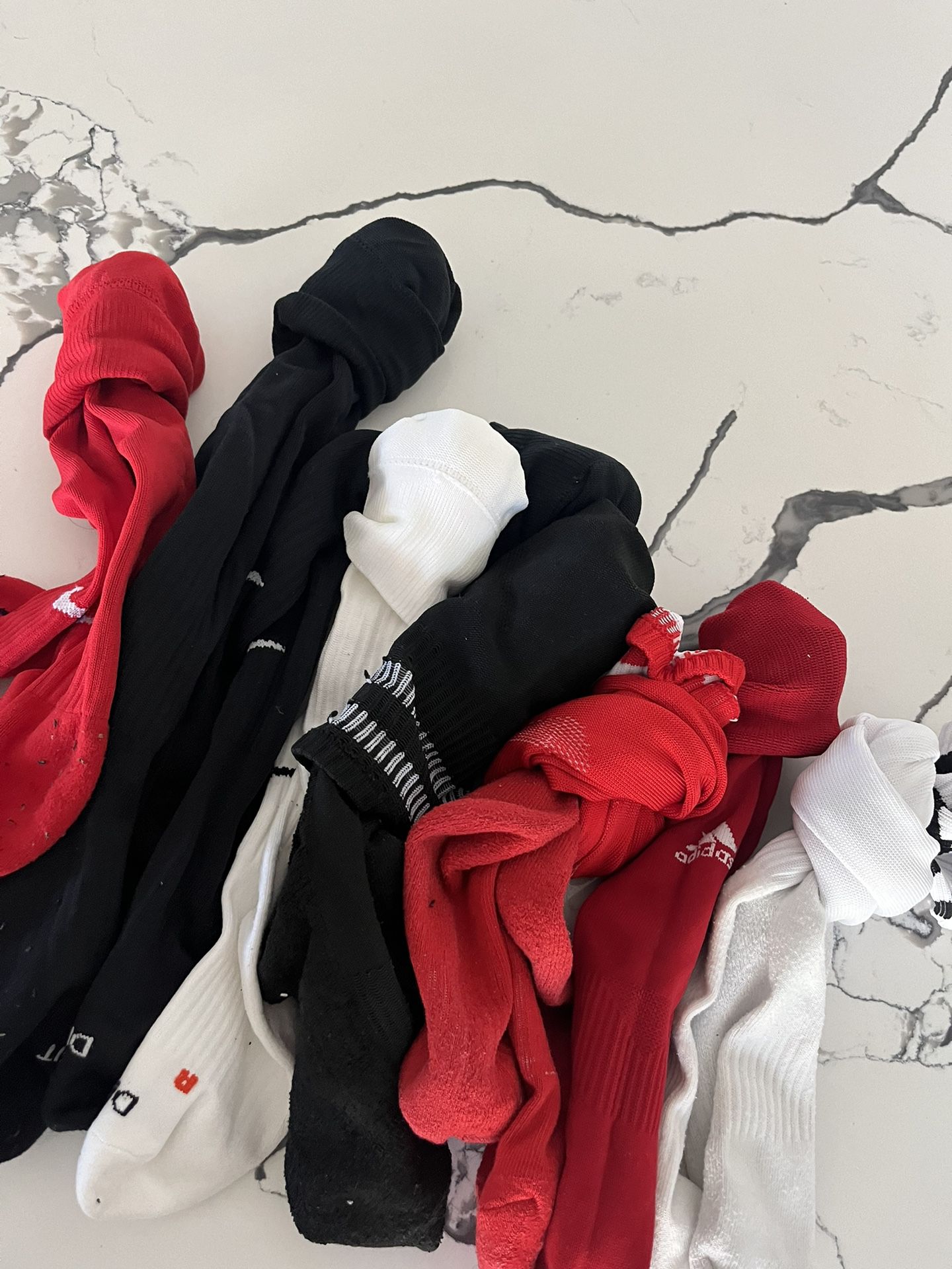 8 Red, White And Black Soccer Socks 