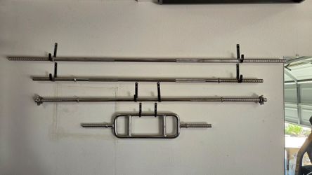 Chrome Barbell and Curl Bar Set