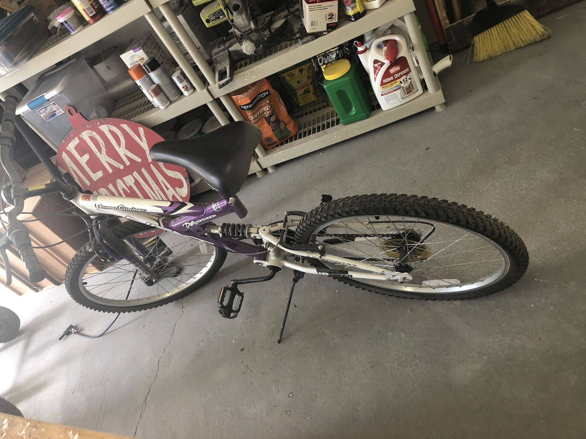 Purple and white bike