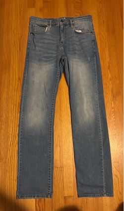 Lazer Washed Blue Jeans: Straight 33x32