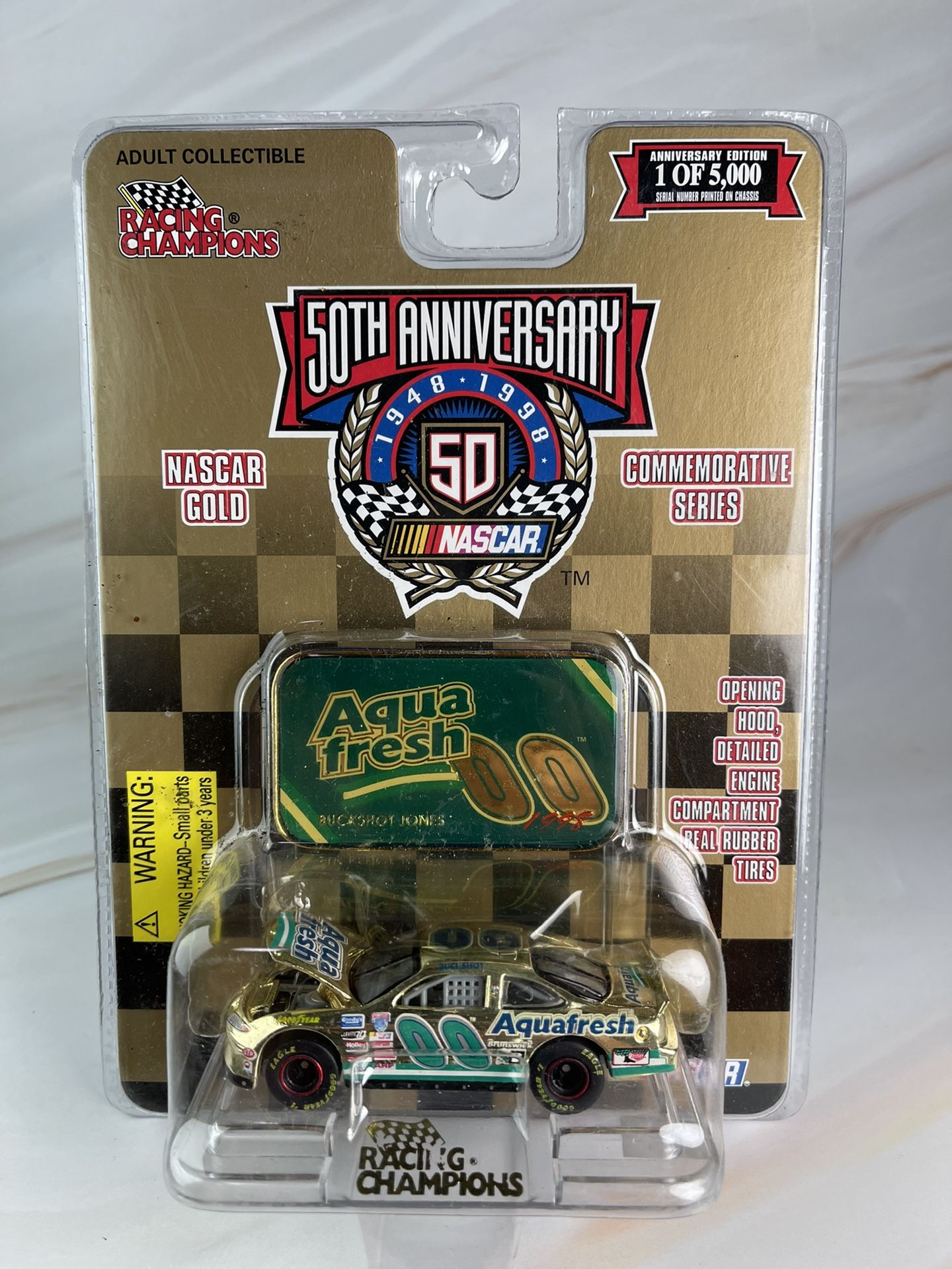 1998 Nascar 50th anniversary 1of5,000 Nascar Gold Commemorative Series Aqua Fresh 00 Buckshot Jones Collectibles