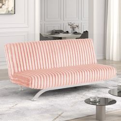 PINK FABRIC FUTON SOFA ADJUSTABLE BED