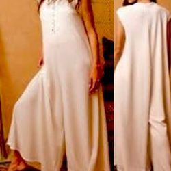 SHEIN Neutral beige exaggerated Wide-Leg Button-Front placket oversize Jumpsuit