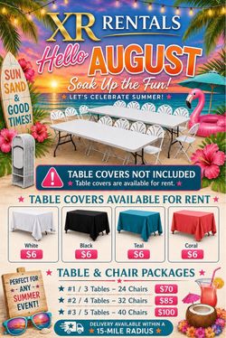 🎈🎊🎉Party 🎈 Tables & Chairs 🎈🎊🎉🎈.                    R🎈 E 🎉 N 🎊 T 🎁