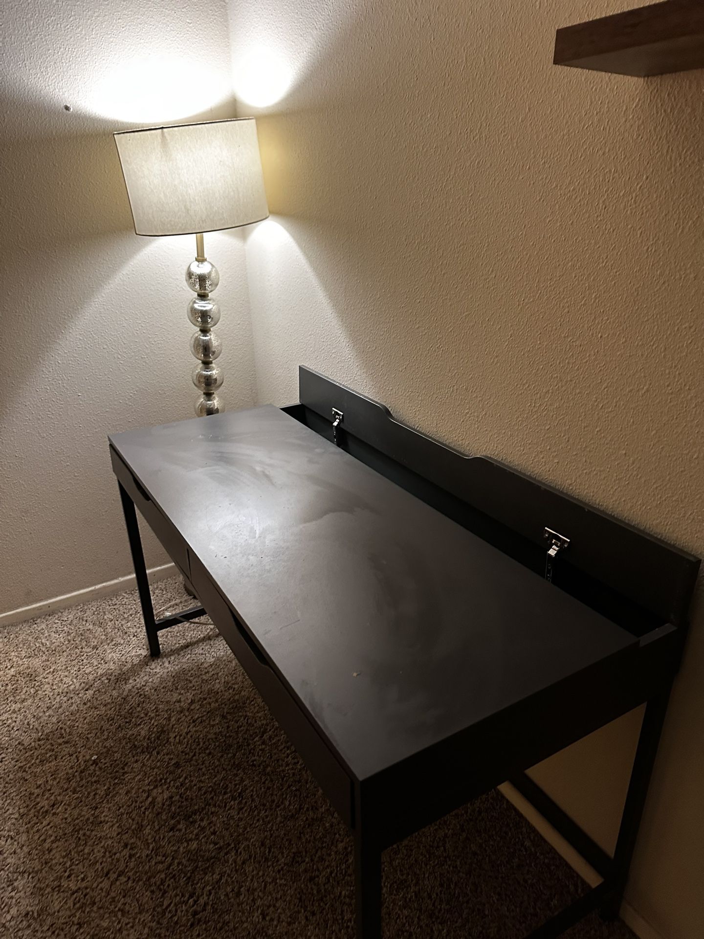 Computer Desk and Lamp