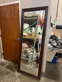 Full-Length Floor Mirror Dark Wood Frame