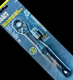 Klein Tools Pass-Through Ratchet with 3/8" Drive Socket Adapter