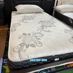 Twin Metal Bed Frame With Black Finish Cama Completa 