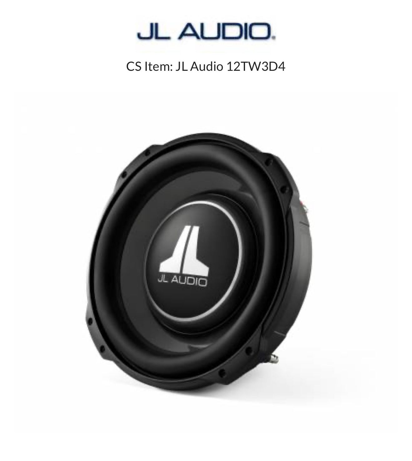 JL Audio 12” Subwoofer Driver Dual 4 Ohm