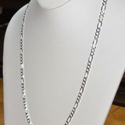 925 sterling silver figaro chain 24 x4 .5 mm w