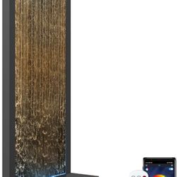 48" Indoor Waterfall with App-Controlled RGB Lights, Elegant Floor Fountain, Floor Standing Water Feature, Indoor Fountain & Waterfall Freestanding