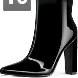 Women's Heeled Booties Block Chunky Heel Pointed Toe Ankle Boots Side Zipper Sexy Fashion Dress High Heels 