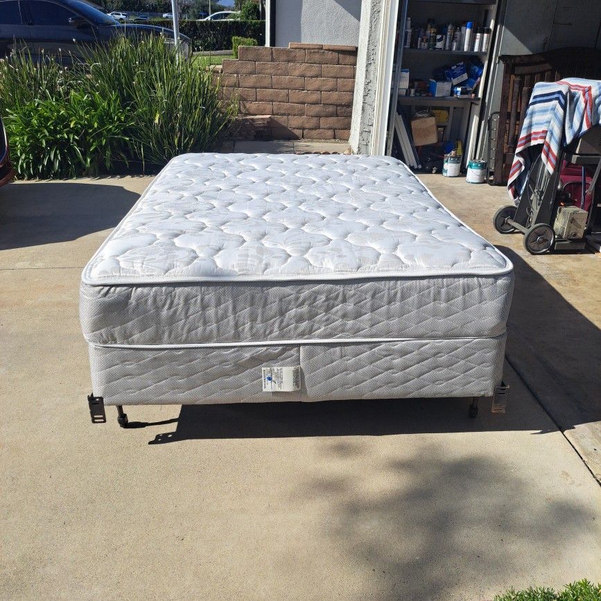 Full Size Serta Mattress, Box Spring and Frame, will Include Mattress Pad, great condition and very comfy