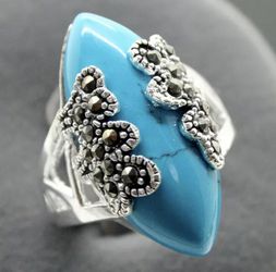 Turquoise solid sterling silver ring size 10