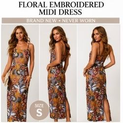VICI Floral Embroidered Midi Dress – Size Small - BRAND NEW!