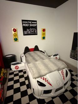 Kids race car bed