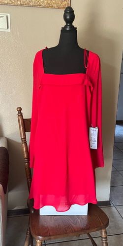 Short red dress with sleeves
