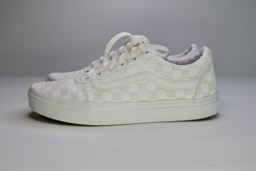 Vans Women 9.5 Old Skool Sneaker White Canvas Checkerboard