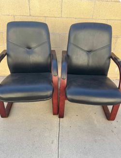 Black "Leather" Wood Framed Office Accent Chair