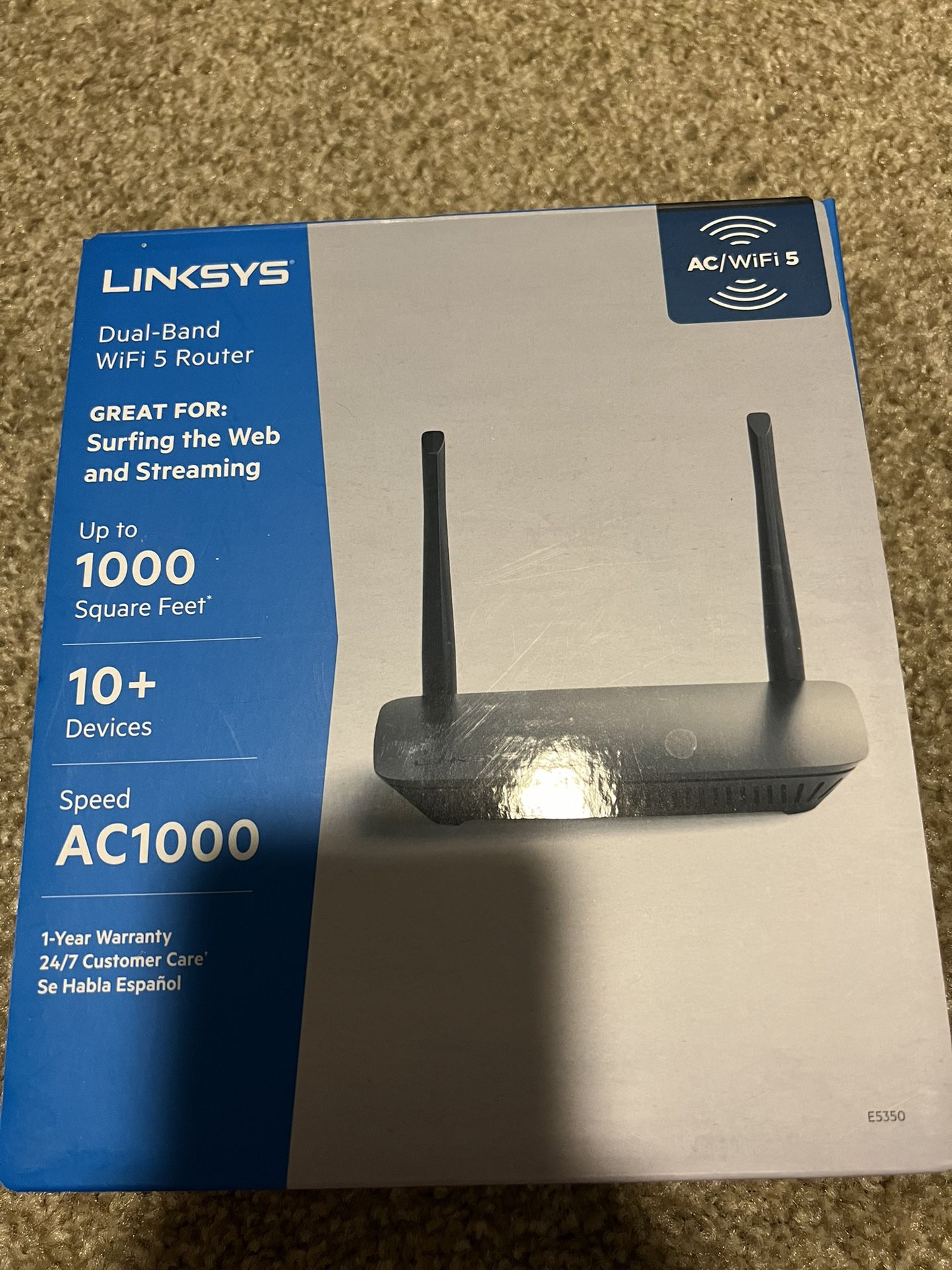 Linksys Dual Band Wifi 5 Router AC1000