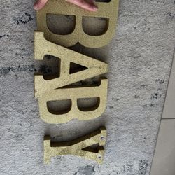 BabY Sign Gold Glitter 