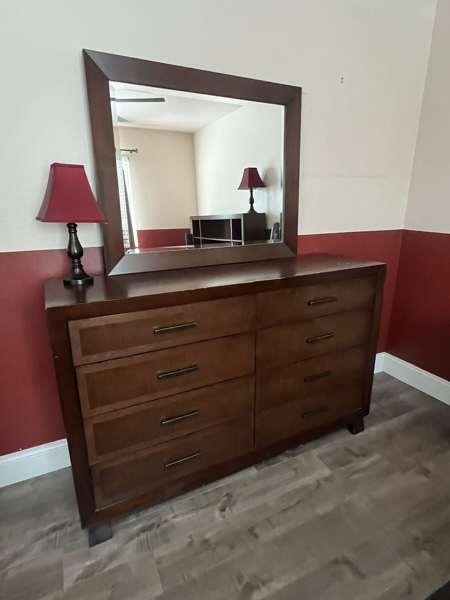 Wood dresser & Mirror