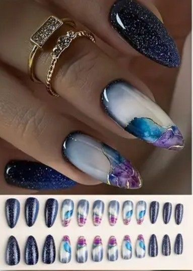 24-pcs. Gradient Almond Shaped Long Press-On Nails