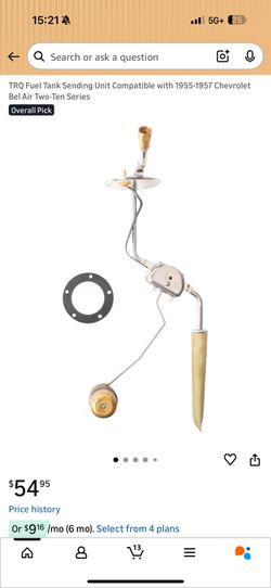 Shafter’s Classic Fuel Tank Sending Unit Compatible with 1(contact info removed) Chevrolet Bel Air Two-Ten Series 