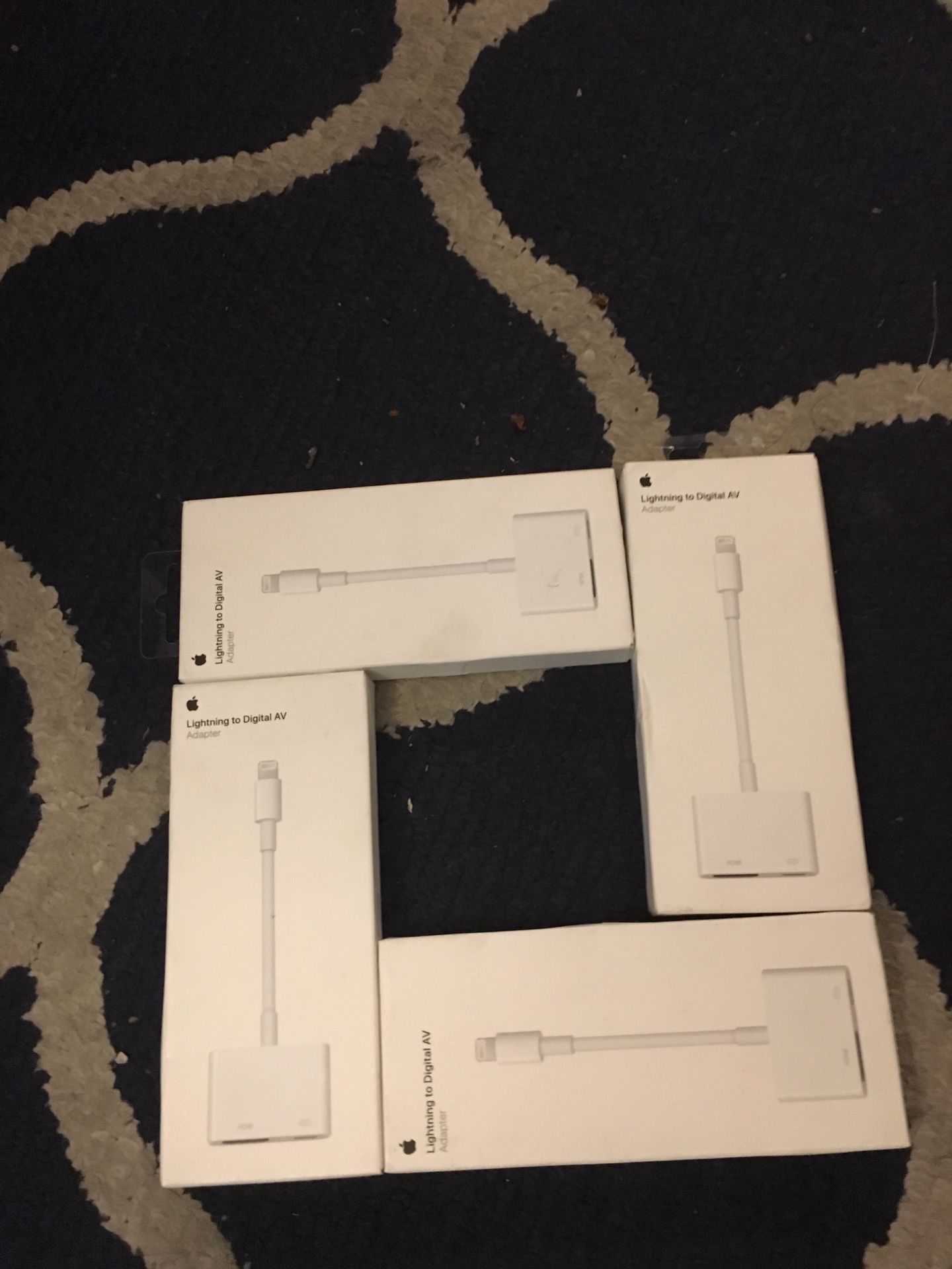 Apple lightning cable to av 30$ each
