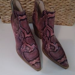 Vince Camuto Pink Snakeskin Ankle Boots 