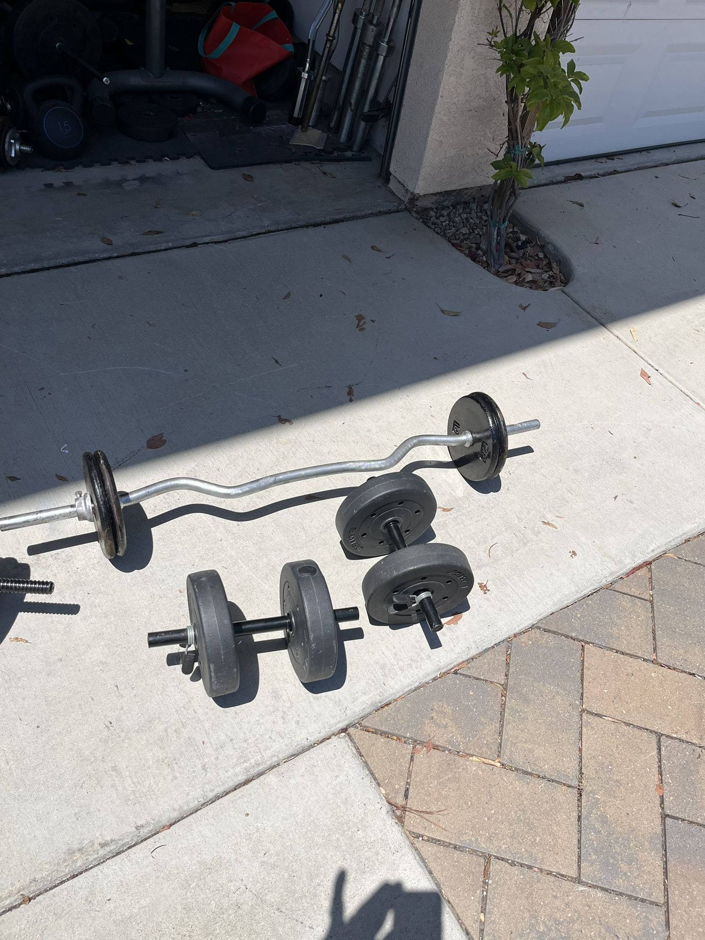 Ezcurl Bar 60 Lbs Dumbbells 30lbs