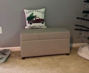 Essex Double Storage Bench Linen - Threshold™: Upholstered, Hinged