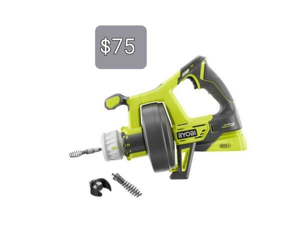 RYOBI ONE+ 18V Hybrid Drain Auger (Tool Only) with Auger Grease Cutter and Bulb Tip Kit