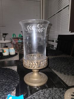 Princess House Glass Vase & Metal Holder