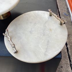 All Sold Together Marble Cutting Board, Marble Cake Plate, Marble Fruit Bowl