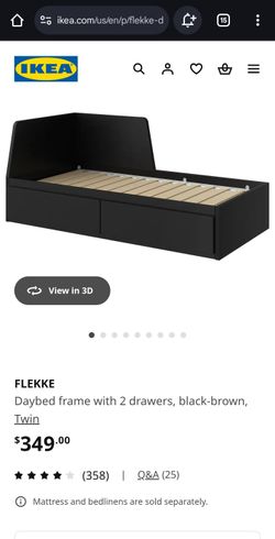 2 FLEKKE Daybed Frames with Drawers – Black, Twin Size