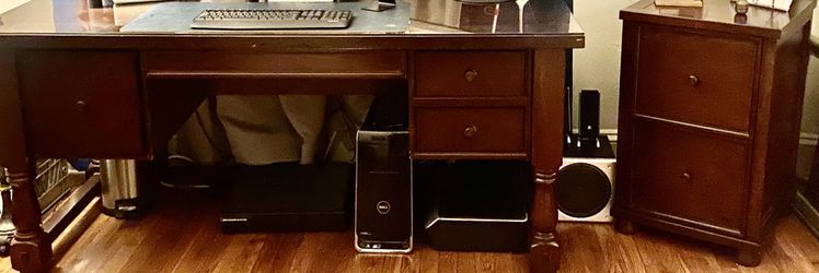 Matching Solid Wood Desk And Filing  Cabinet  Thumbnail