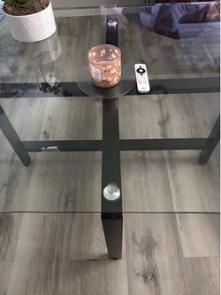 Sectional and glass coffee table